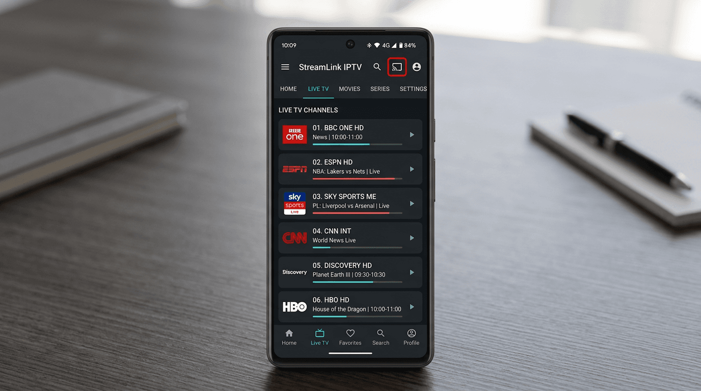IPTV app with Chromecast support on phone
