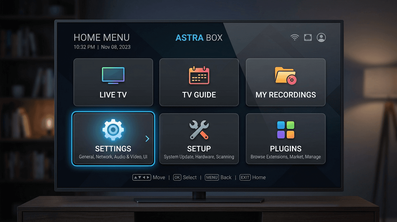 Enigma2 receiver menu
